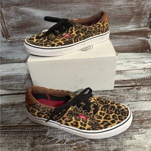 Vans Leopard Print Sneakers with Black and Brown Accents